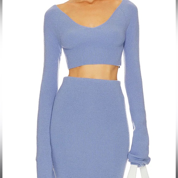 NWT Lapointe Merino Wool Off Shoulder Top in Periwinkle